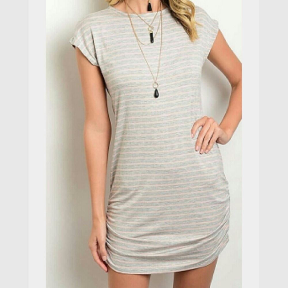 Sleeveless striped jersey knit dress
